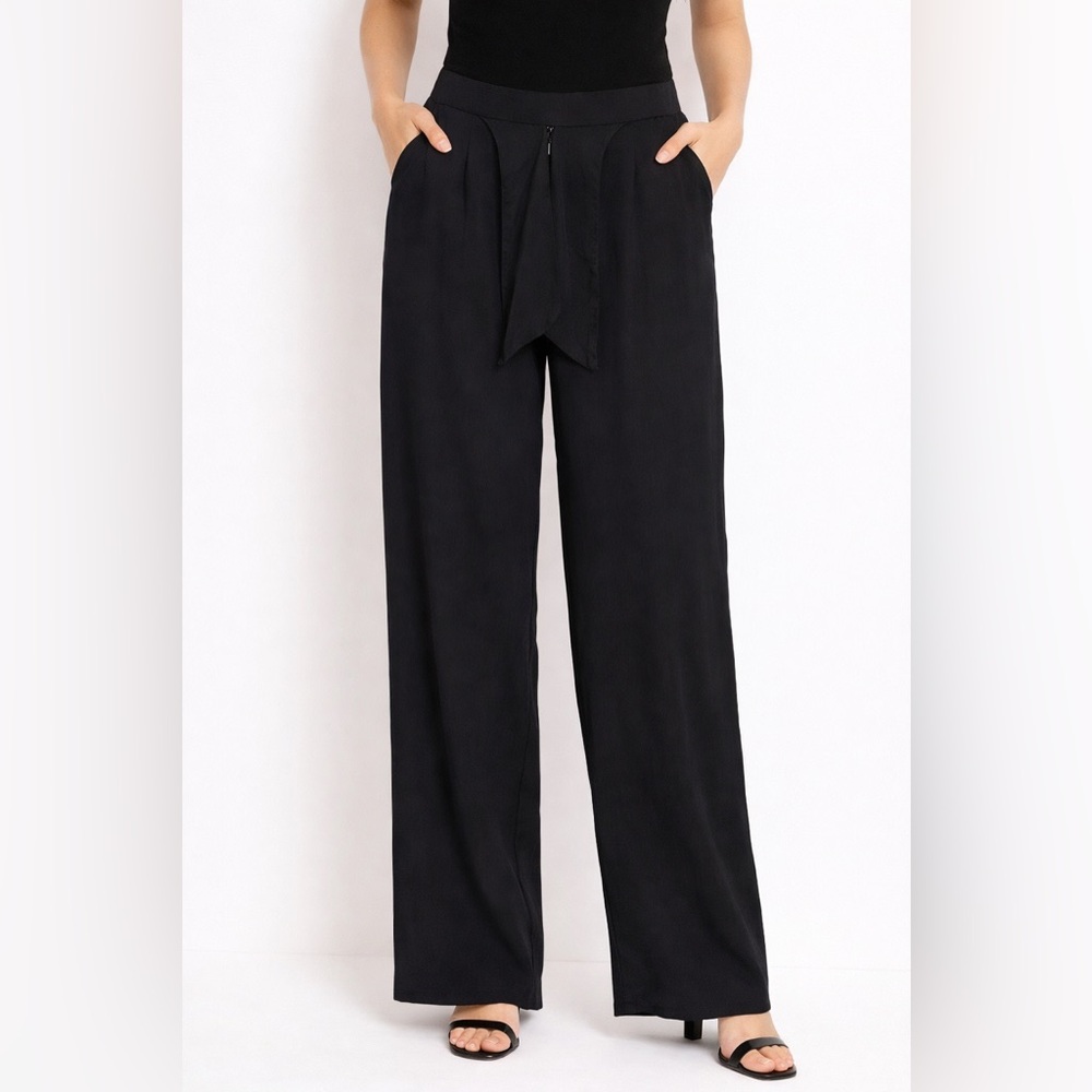 Stillwater Black Wide Leg Pants XS 100% Lyocell Made in USA High Rise Flowy